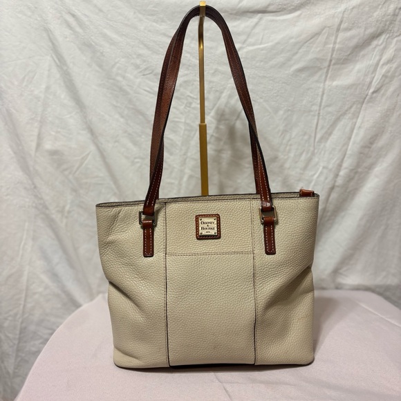 Dooney & Bourke Cream/Tan Pebbled Tote Shoulder Bag - Picture 2 of 15